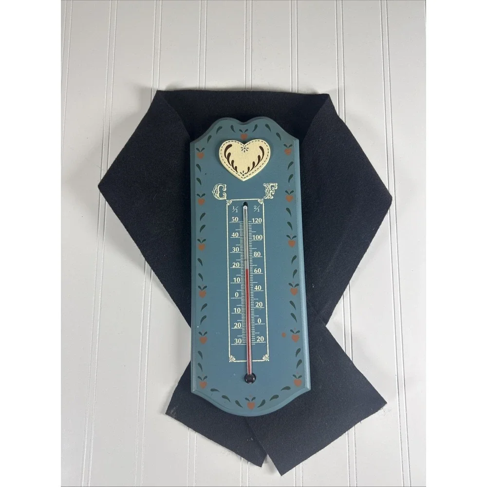 Vintage Hand Painted Wall Hanging‎ Thermometer Cottage Core Decor Hearts 12